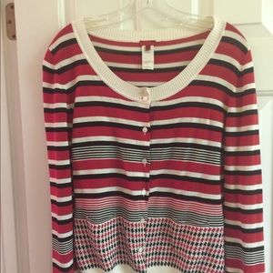 Italian cardigan red with stripes size 10